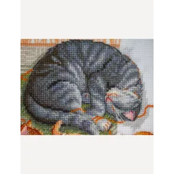 Siuvinėjimo kryželiu rinkinys "Katės ir siūlai" 20x20 cm SRA1035