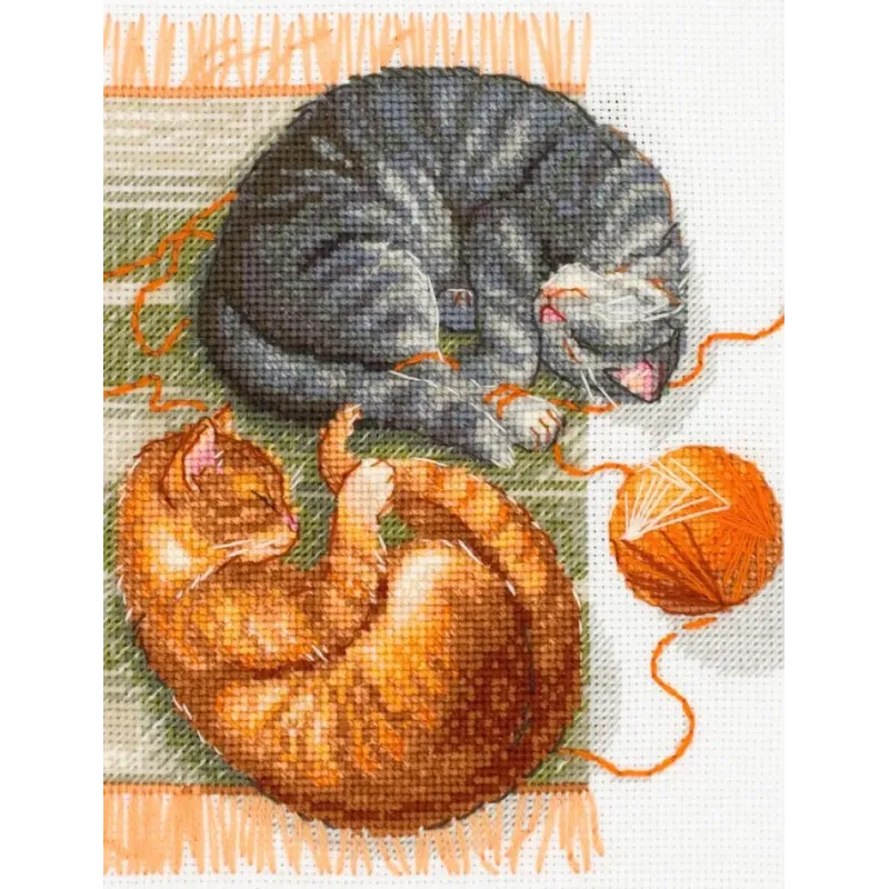 Kreuzstich-Set "Katzen und Fäden" 20x20 cm SRA1035