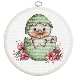 Siuvinėjimo kryžiuku rinkinys "Pirmoji pavasario šypsena" 10 x 10 cm SBC238