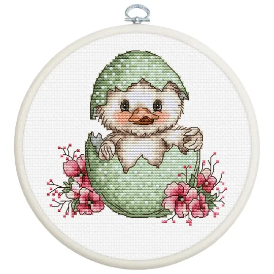 Siuvinėjimo kryžiuku rinkinys "Pirmoji pavasario šypsena" 10 x 10 cm SBC238