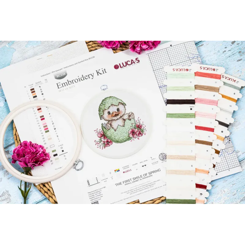Siuvinėjimo kryžiuku rinkinys "Pirmoji pavasario šypsena" 10 x 10 cm SBC238