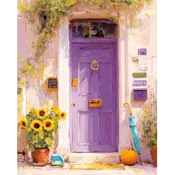 Deimantinės tapybos rinkinys su porėmiu "Violetinės durys" 30x40 cm VA928