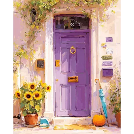 Deimantinės tapybos rinkinys su porėmiu "Violetinės durys" 30x40 cm VA928