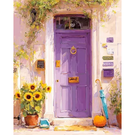 Deimantinės tapybos rinkinys su porėmiu "Violetinės durys" 30x40 cm VA928