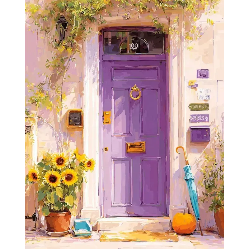 Diamond Painting kit with subframe "Purple door" 30x40 cm VA928