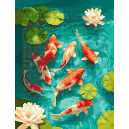 Алмазная мозаика на подрамнике "Карпы Кои" 30x40 см VA927