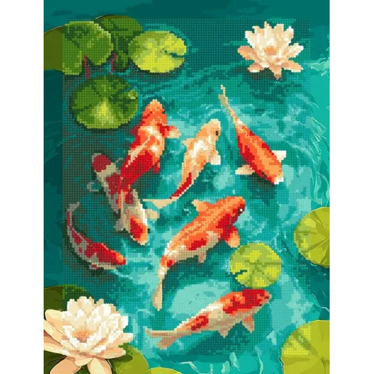 Diamantmalerei-Set mit Keilrahmen "Koi Karpfen" 30x40 cm VA927