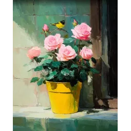 Diamond Painting kit with subframe "Roses and a bird" 30x40 cm VA924