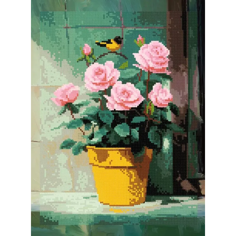 Diamond Painting kit with subframe "Roses and a bird" 30x40 cm VA924