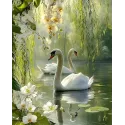 Diamond Painting kit with subframe "Swans" 30x40 cm VA923