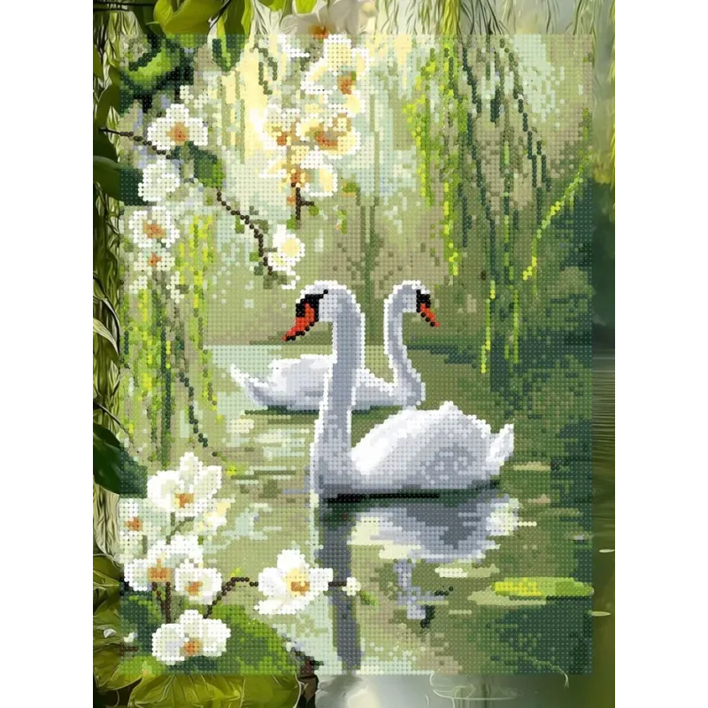 Diamantmalerei-Set mit Keilrahmen "Schwäne" 30x40 cm VA923