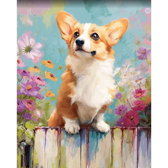 Diamond Painting Set mit Keilrahmen "Corgi" 30x40 cm VA922