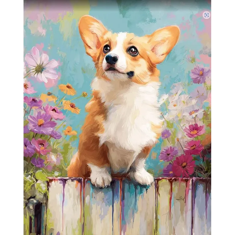 Diamond Painting Set mit Keilrahmen "Corgi" 30x40 cm VA922