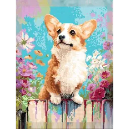 Rinkinys Diamond Painting su porėmiu "Corgi" 30x40 cm VA922