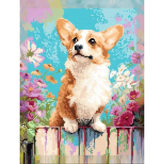 Diamond Painting Set mit Keilrahmen "Corgi" 30x40 cm VA922