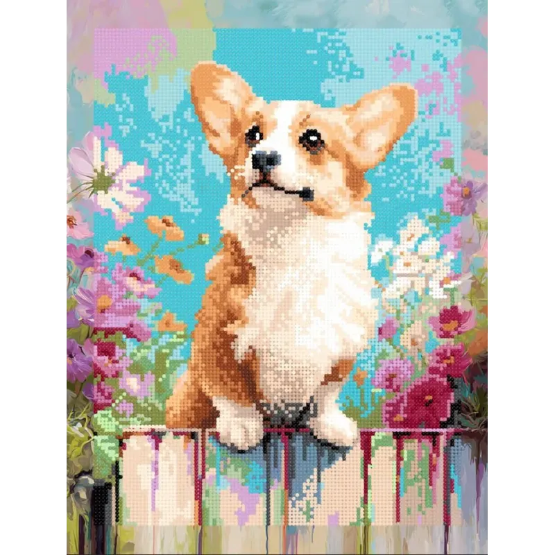 Diamond Painting Set mit Keilrahmen "Corgi" 30x40 cm VA922