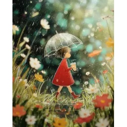 Deimantinio dažymo rinkinys su porėmiu "Lietinga diena" 30x40 cm VA913