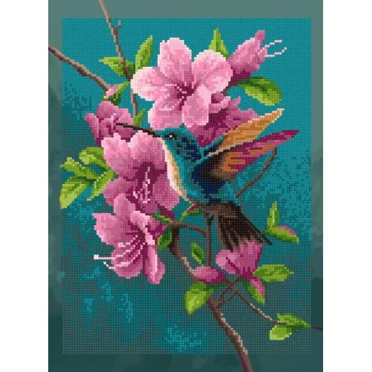Diamond Painting Kit mit Keilrahmen "Kolibri" 30x40 cm VA912