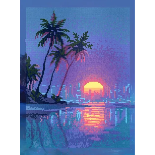 Diamond Painting Kit mit Keilrahmen "Lichter der Großstadt" 30x40 cm VA911