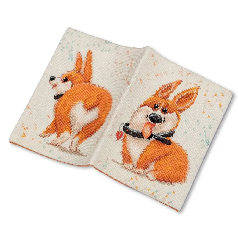 Cross stitch kit PANNA "Passport cover. Corgi" 20x13.5 cm POP-7393