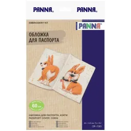 Cross stitch kit PANNA "Passport cover. Corgi" 20x13.5 cm POP-7393