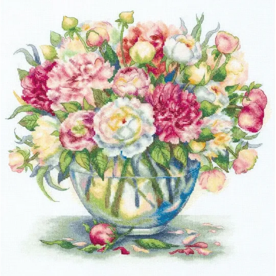 Cross stitch kit PANNA "Luxurious Peonies" 33 x 32 cm PC-7063