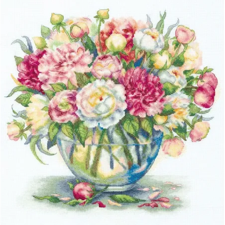 Cross stitch kit PANNA "Luxurious Peonies" 33 x 32 cm PC-7063