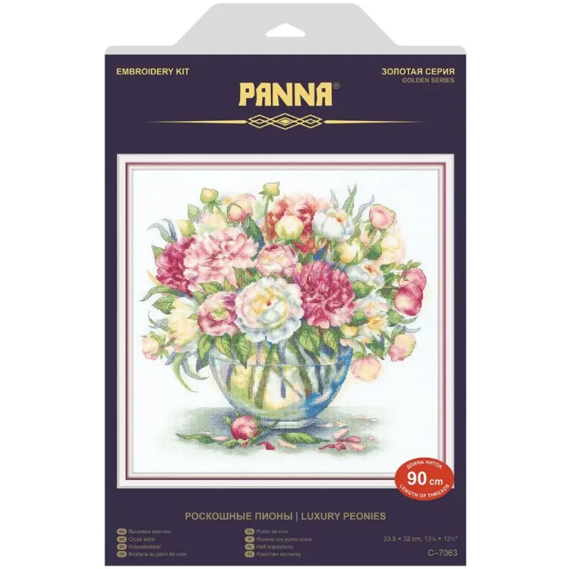 Cross stitch kit PANNA "Luxurious Peonies" 33 x 32 cm PC-7063