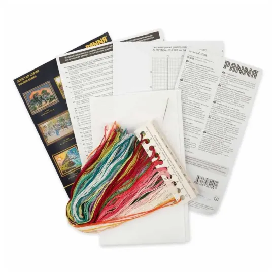 Cross stitch kit PANNA "Peonies in a hat box" 33 x 32 cm PC-7058