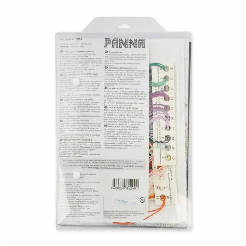 Kreuzstich-Set PANNA "Pfingstrosen in einer Hutschachtel" 33 x 32 cm PC-7058