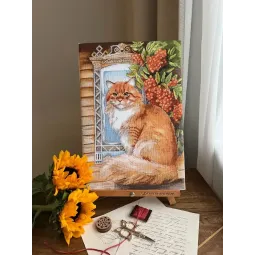 Kryželiu siuvinėjimo rinkinys "Imbiero katė" 26,5 x 37,5 cm SANR-59