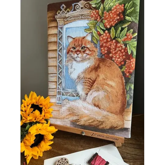 Kreuzstich-Set "Ingwerkatze" 26,5 x 37,5 cm SANR-59