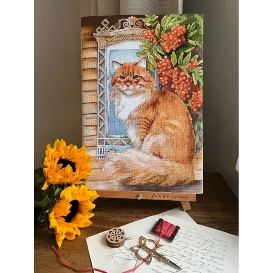 Kreuzstich-Set "Ingwerkatze" 26,5 x 37,5 cm SANR-59