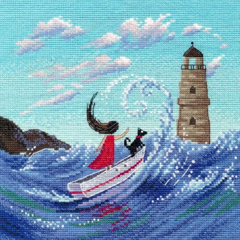 Siuvinėjimo kryželiu rinkinys "Ant bangų" 18×18 cm S1714