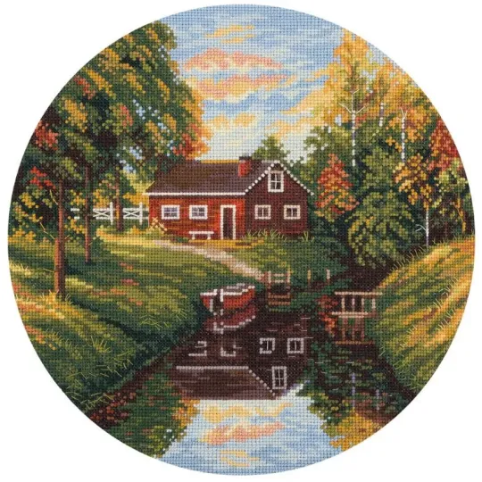 Siuvinėjimo kryželiu rinkinys PANNA "Skaidrus ruduo" 24 x 24 cm PPS-1962