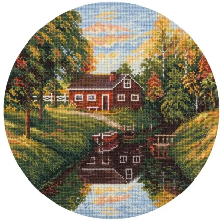 Siuvinėjimo kryželiu rinkinys PANNA "Skaidrus ruduo" 24 x 24 cm PPS-1962