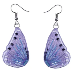 Cross stitch kit PANNA "Earrings. Purple butterflies" 2.5 x 3.5 cm PJK-2316