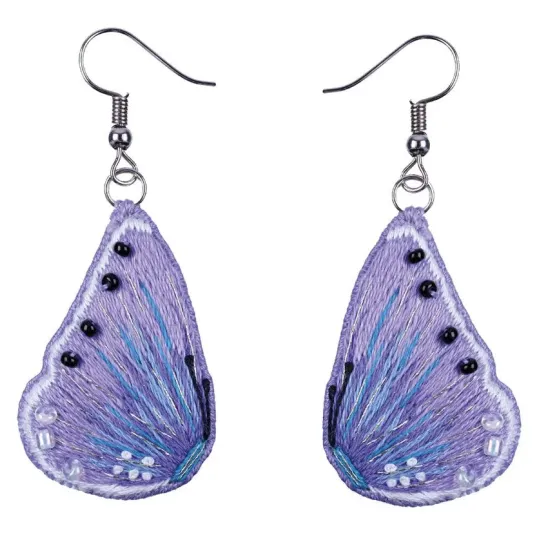 Cross stitch kit PANNA "Earrings. Purple butterflies" 2.5 x 3.5 cm PJK-2316