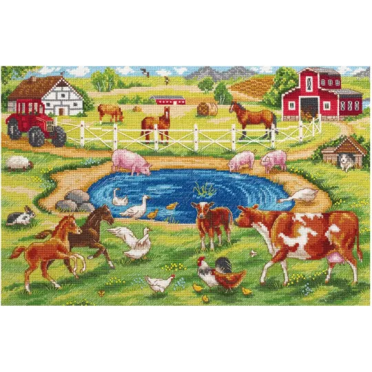 Siuvinėjimo kryželiu rinkinys PANNA "Rytas ūkyje" 33.5 x 21.5 cm PDE-7218