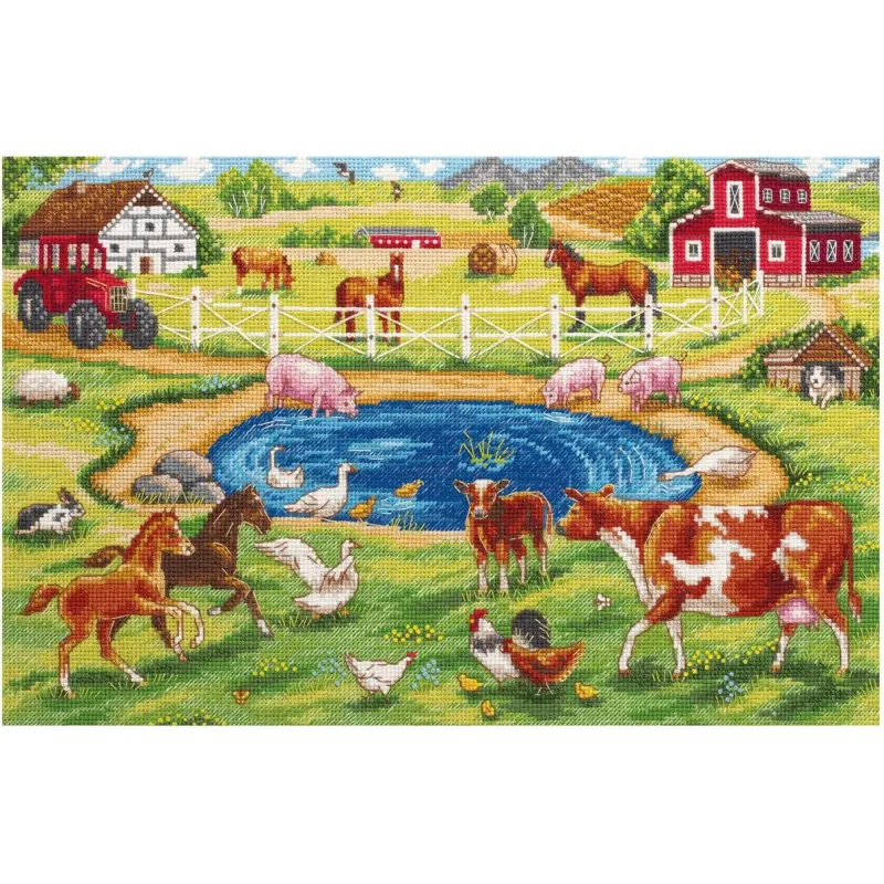 Kreuzstich-Set PANNA "Morgen auf dem Bauernhof" 33.5 x 21.5 cm PDE-7218