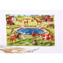 Cross stitch kit PANNA "Morning on the farm" 33.5 x 21.5 cm PDE-7218