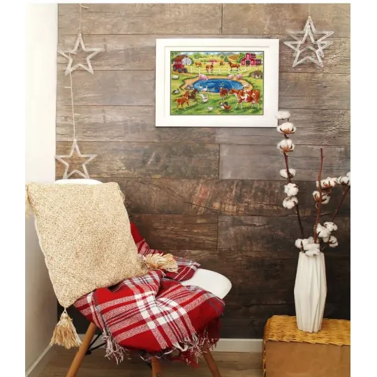 Cross stitch kit PANNA "Morning on the farm" 33.5 x 21.5 cm PDE-7218