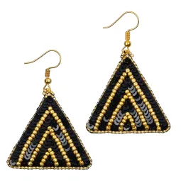 Mini Bead embroidery kit KLART "Triangular earrings with gold ornamentation" 3.5 x 4 cm KL10-510