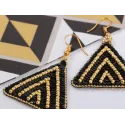 Mini Bead embroidery kit KLART "Triangular earrings with gold ornamentation" 3.5 x 4 cm KL10-510