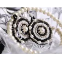 Mini Bead embroidery kit KLART "Round earrings with a black and white pattern" 3.5 x 4 cm KL10-503