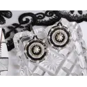 Mini Bead embroidery kit "Round earrings with a black and white patter KL10-503