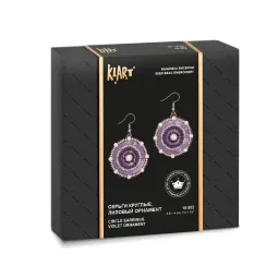 Mini Bead embroidery kit KLART "Round earrings with a purple design." 3.5 x 4 cm KL10-502
