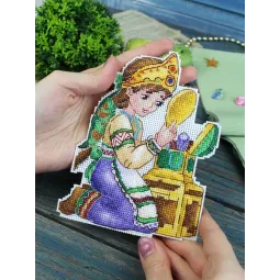 Siuvinėjimo kryželiu rinkinys "Mergaitė ir veidrodis" 16x12 cm SR-1185