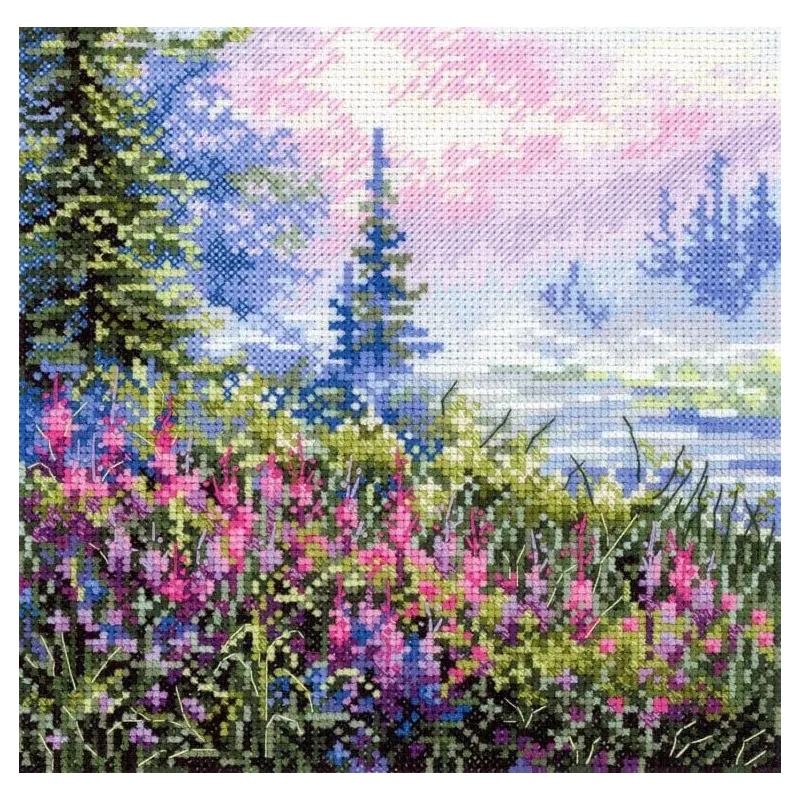Cross stitch kit "Foggy morning" 16x16 cm SNV-976