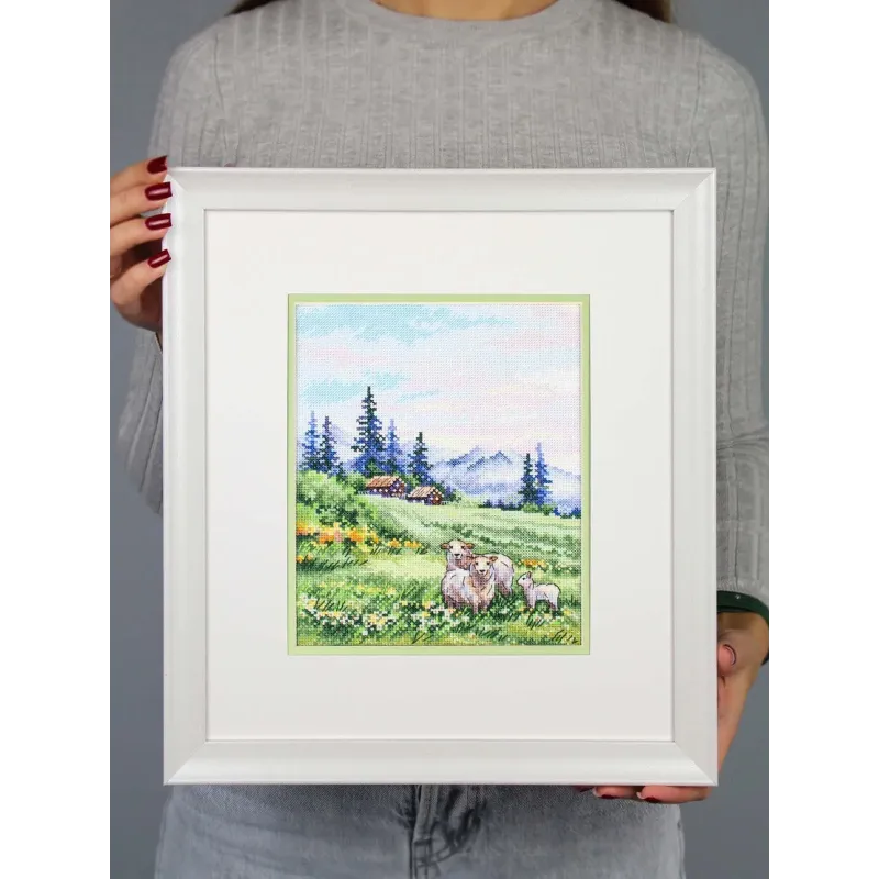 Kreuzstich-Set "Auf den Alpenwiesen" 20x16 cm SNV-935